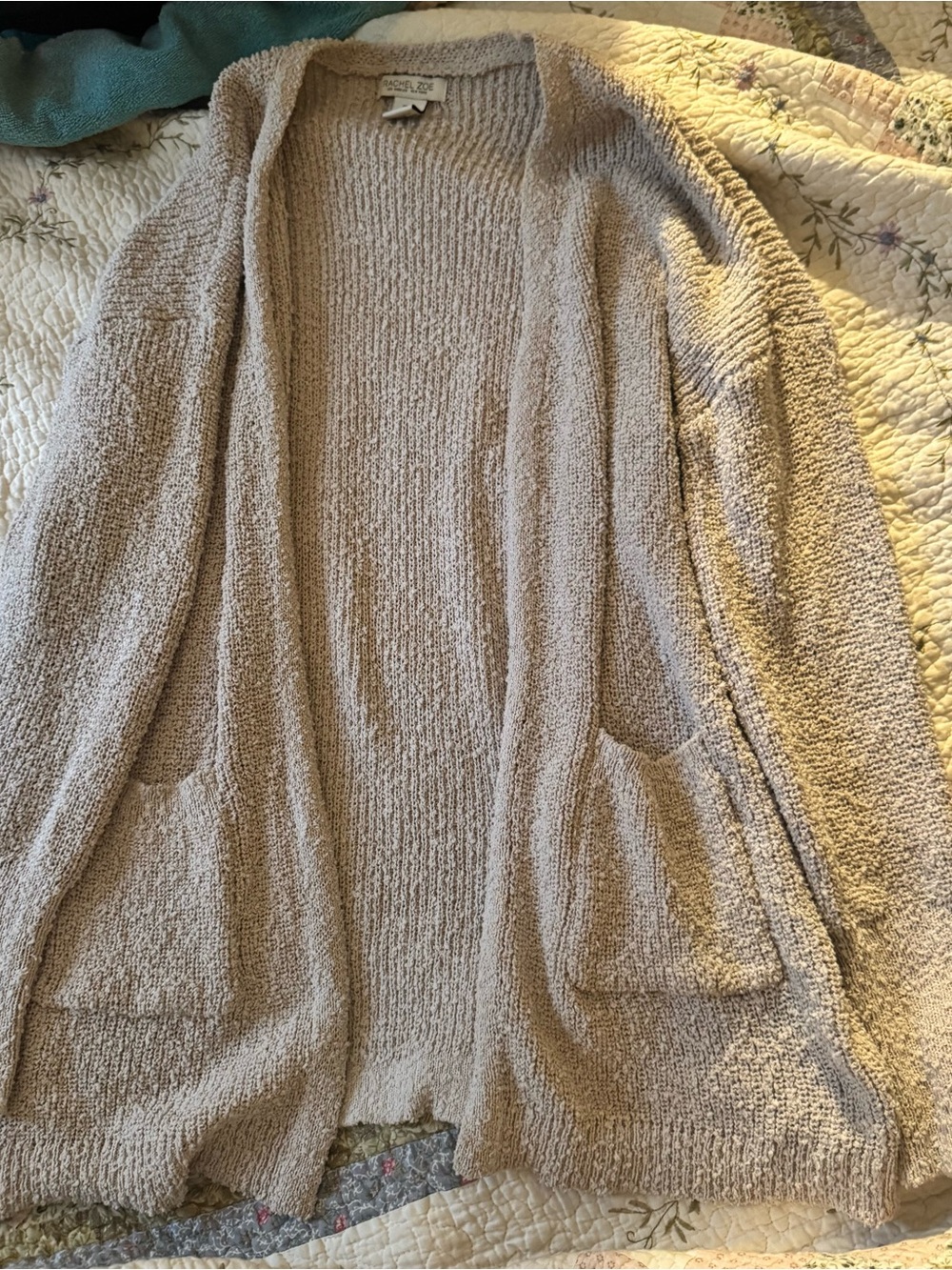 Rachel Zoe Beige Open-Front Cozy Cardigan